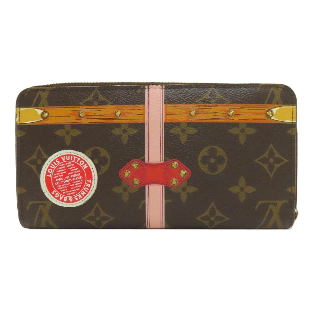 Louis Vuitton Wallet Monogram Trunk Wallet Zippy Canvas Summer Long Brown